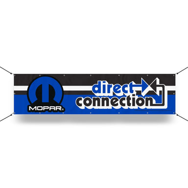 Banner - MOPAR Stacked Logo with Direct Connection Logo - Black/Blue/White - Detroit Shirt CompanyFCA - MoparOther Accessories