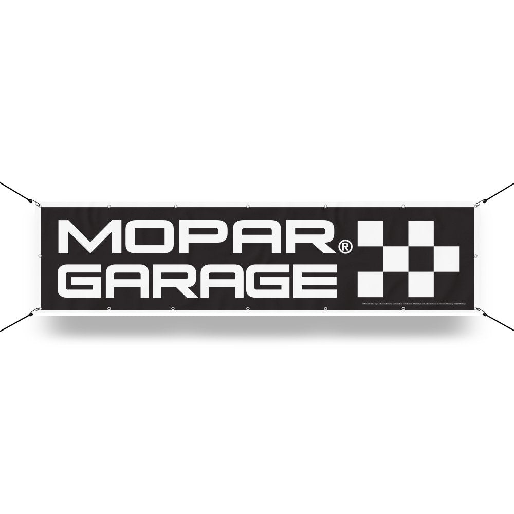 Banner - MOPAR Garage Block Font Stacked - Black/White - Detroit Shirt CompanyFCA - MoparOther Accessories