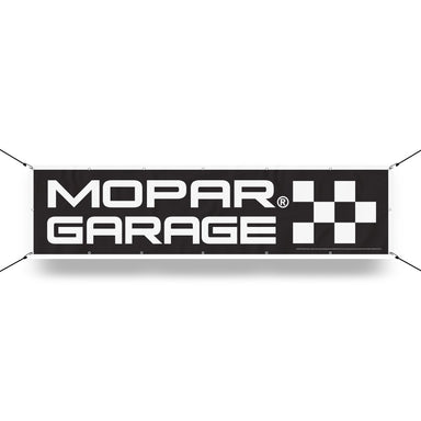 Banner - MOPAR Garage Block Font Stacked - Black/White - Detroit Shirt CompanyFCA - MoparOther Accessories