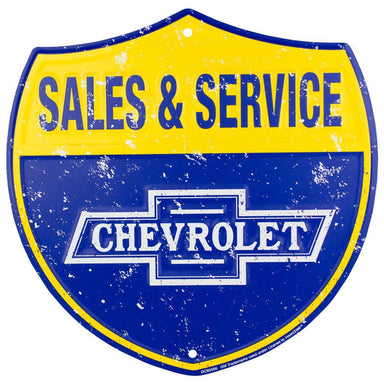 Metal Sign - Chevrolet Sales & Service Shield - Detroit Shirt CompanyHangtimeOther Accessories