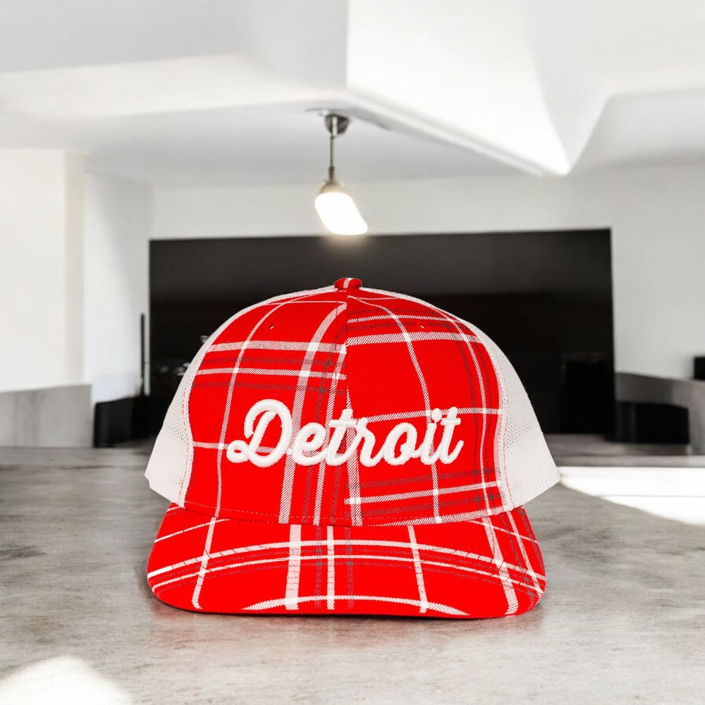 Hat - Detroit Thirsty Red Plaid Richardson Snapback