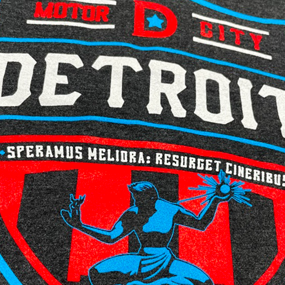 Mens Detroit Shield RWB T-shirt (Heather Black)