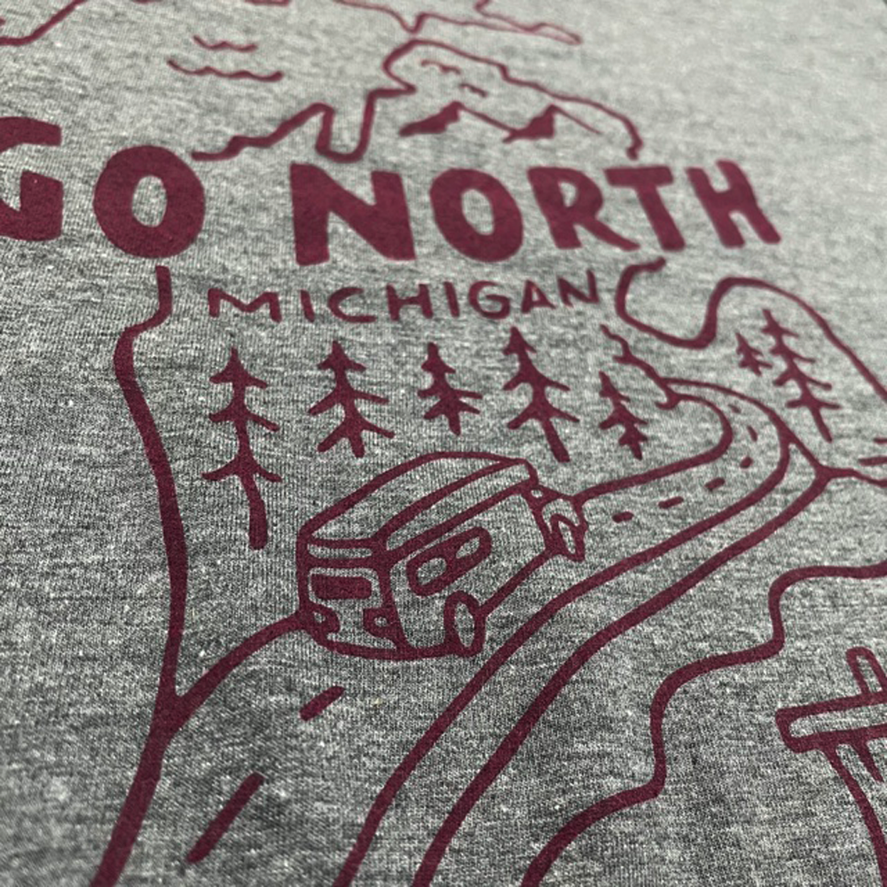 Mens Triblend Michigan “Go North” T-shirt (Grey)