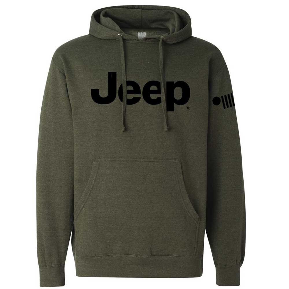 Mens Jeep® Text Hoodie - Heather Army Green - Detroit Shirt CompanyFCA - JeepHoodies (Apparel)