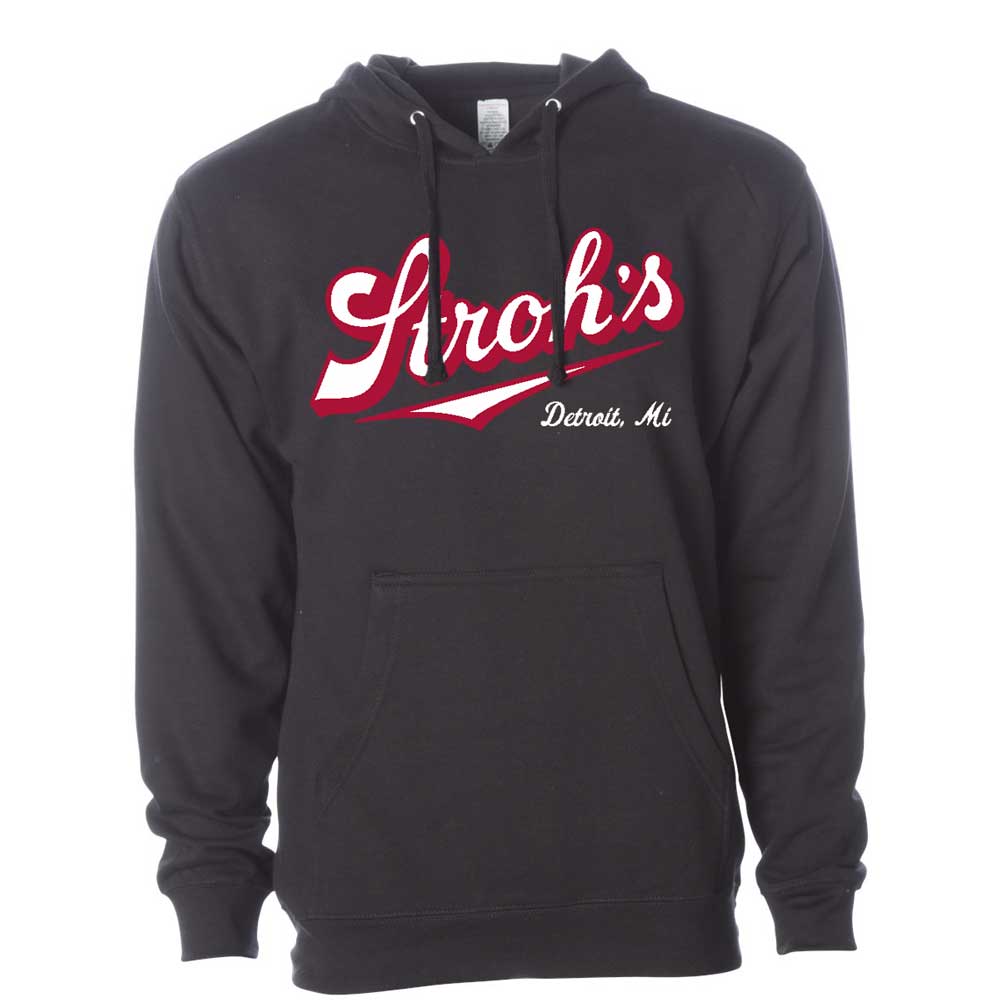 Mens Stroh's Script Logo Hoodie (Black) - Detroit Shirt CompanyDSC - Stroh'sHoodies (Apparel)