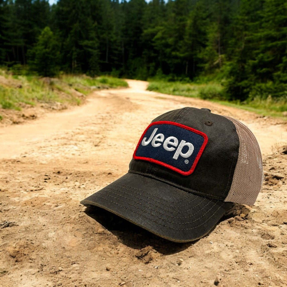 Hat - Jeep Coated Chino Twill Patch - Brown/Khaki