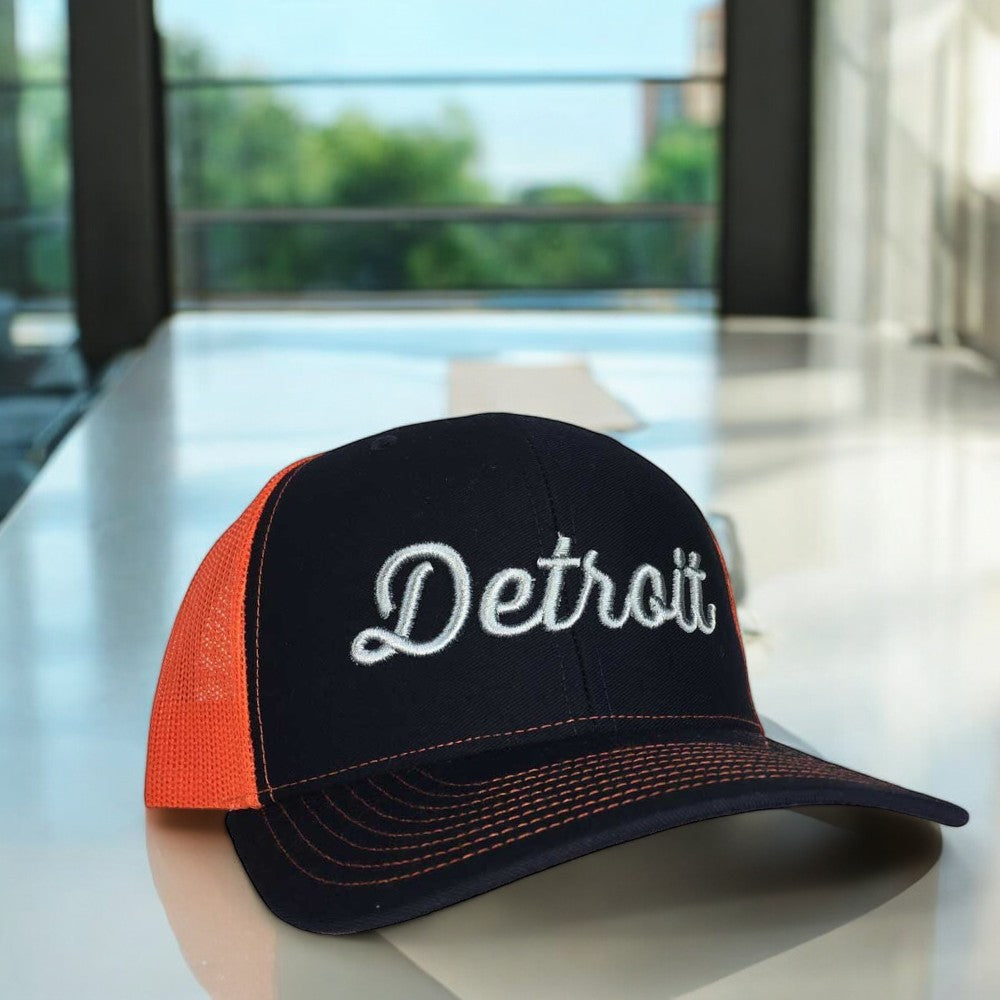 Hat - Detroit Thirsty Navy Orange Richardson Snapback