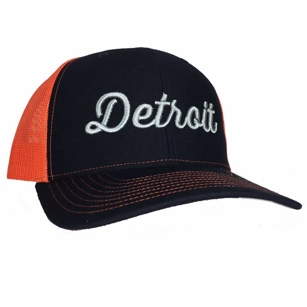 Hat - Detroit Thirsty Navy Orange Richardson Snapback - Detroit Shirt CompanyDetroit Shirt CompanyHats (Apparel)