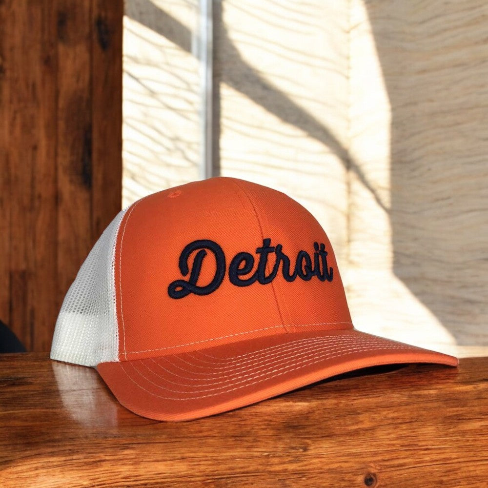 Hat - Detroit Thirsty Orange White Richardson Snapback