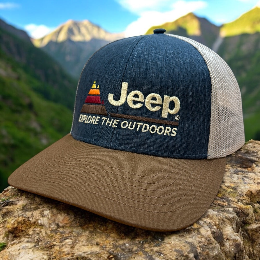 Hat - Jeep Explore The Outdoors - Heather Navy/Khaki/Brown