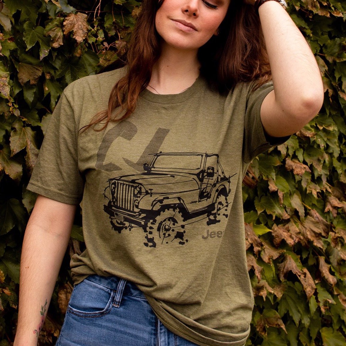 Mens Jeep® CJ - LDD Series - Triblend Military Green T-Shirt - Detroit Shirt CompanyFCA - JeepT-Shirts (Apparel)