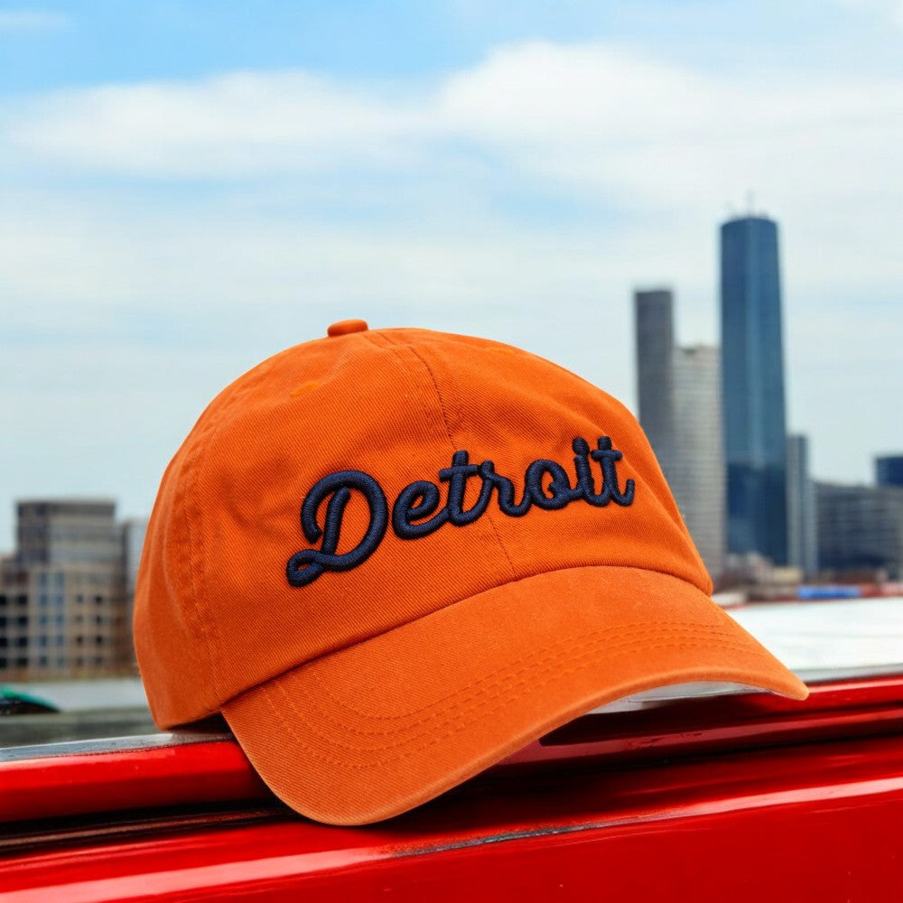 Hat - Orange Detroit Thirsty Script Unstructured