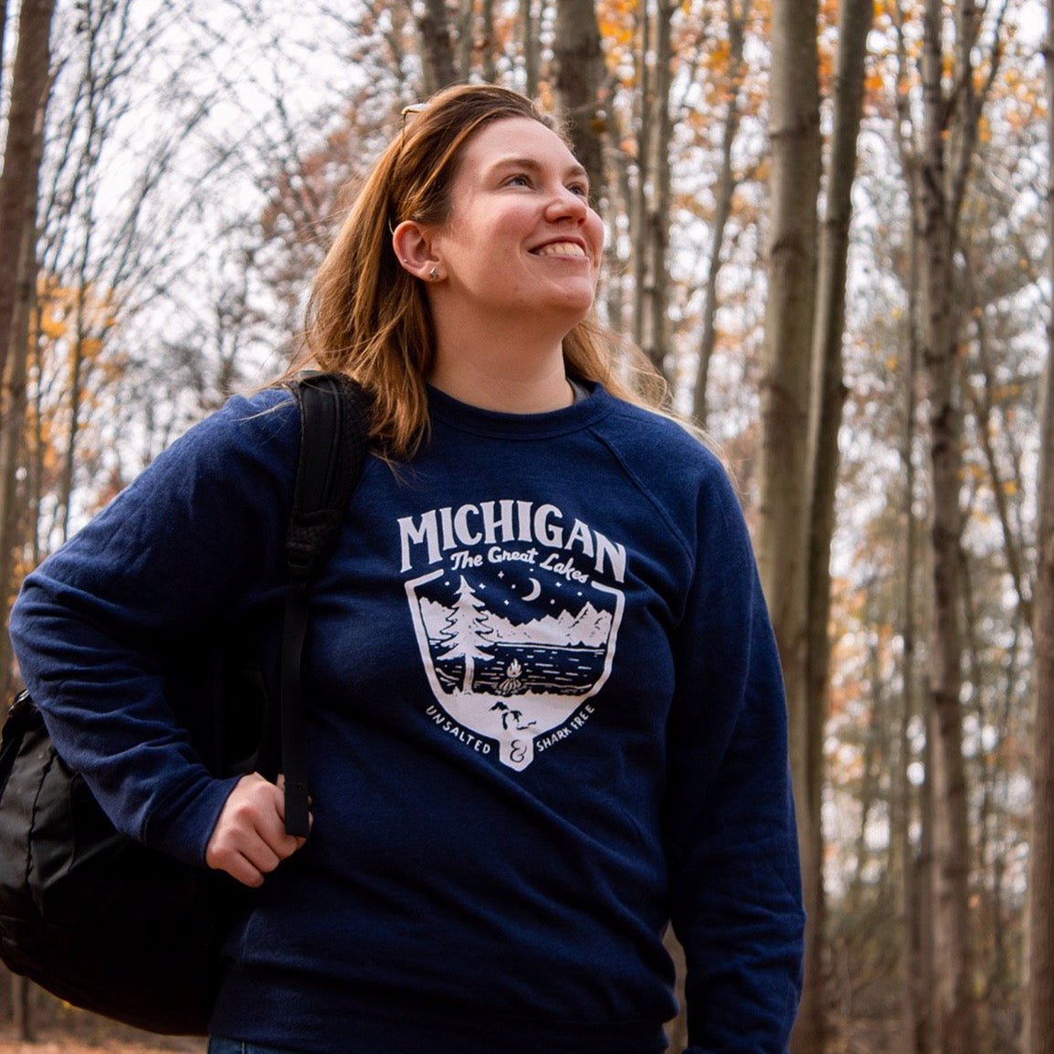 Michigan Shield Triblend Fleece Crew Sweatshirt (Navy) - Detroit Shirt CompanyDetroit Shirt CompanySweatshirts (Apparel)