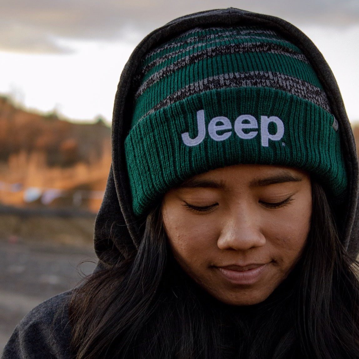 Hat - Jeep Flip Knit Echo - Forest/Black/Grey - Detroit Shirt CompanyFCA - JeepHats (Apparel)