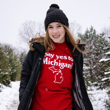 Mens “Say Yes to Michigan!” T-shirt (Red) - Detroit Shirt CompanyDetroit Shirt CompanyT-Shirts (Apparel)