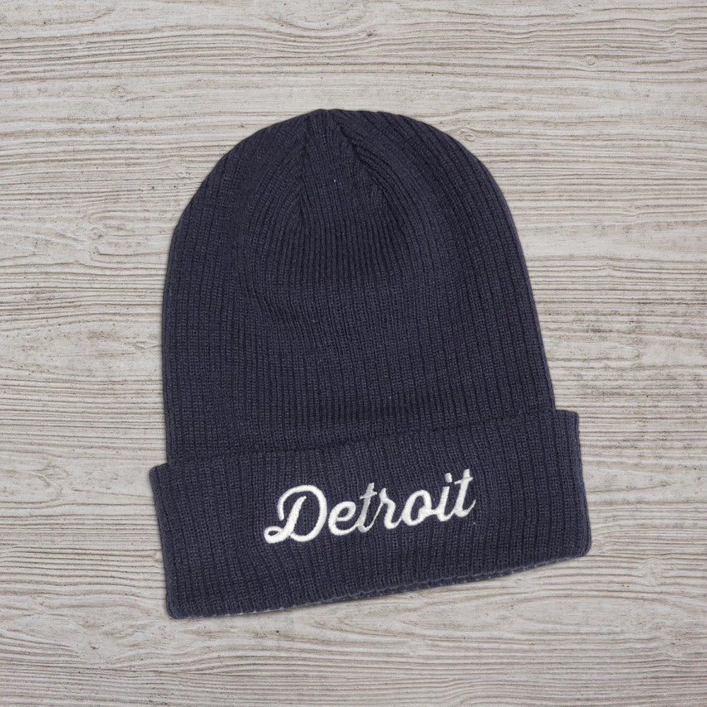 Hat - Detroit Thirsty Script Flip Knit - Navy