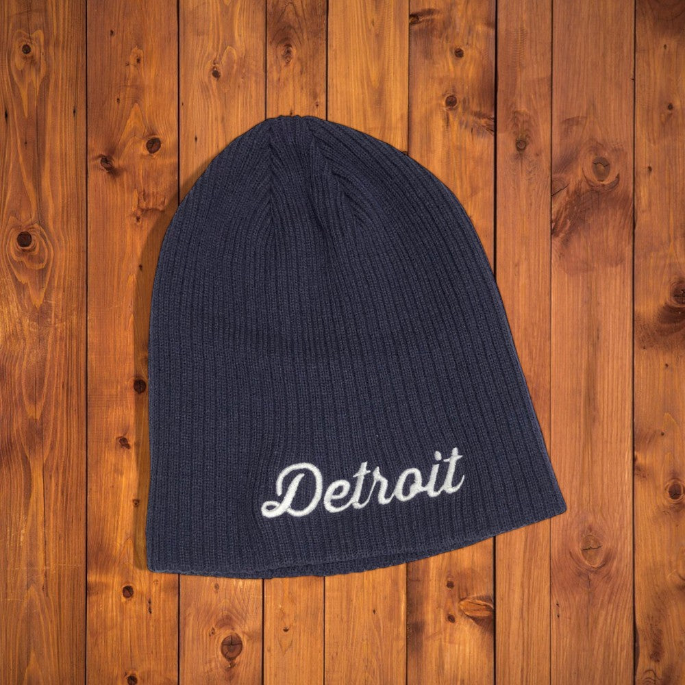 Hat - Detroit Thirsty Script Knit Beanie - Navy