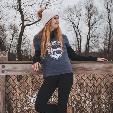 Ladies Relaxed V - neck Michigan Shield T-shirt - Heather Navy - Detroit Shirt CompanyDetroit Shirt CompanyT-Shirts (Apparel)