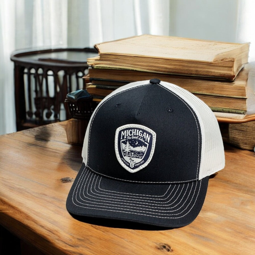 Hat - Michigan Shield Navy/White Snapback