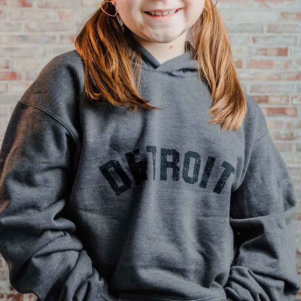 Youth - Detroit Bend Hoodie - Heather Charcoal - Detroit Shirt CompanyDetroit Shirt CompanyKids Apparel