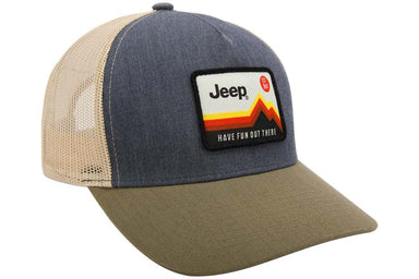 Hat - Jeep Have Fun Out There Trucker Patch Hat - Charcoal/Olive/Khaki - Detroit Shirt CompanyFCA - JeepHats (Apparel)