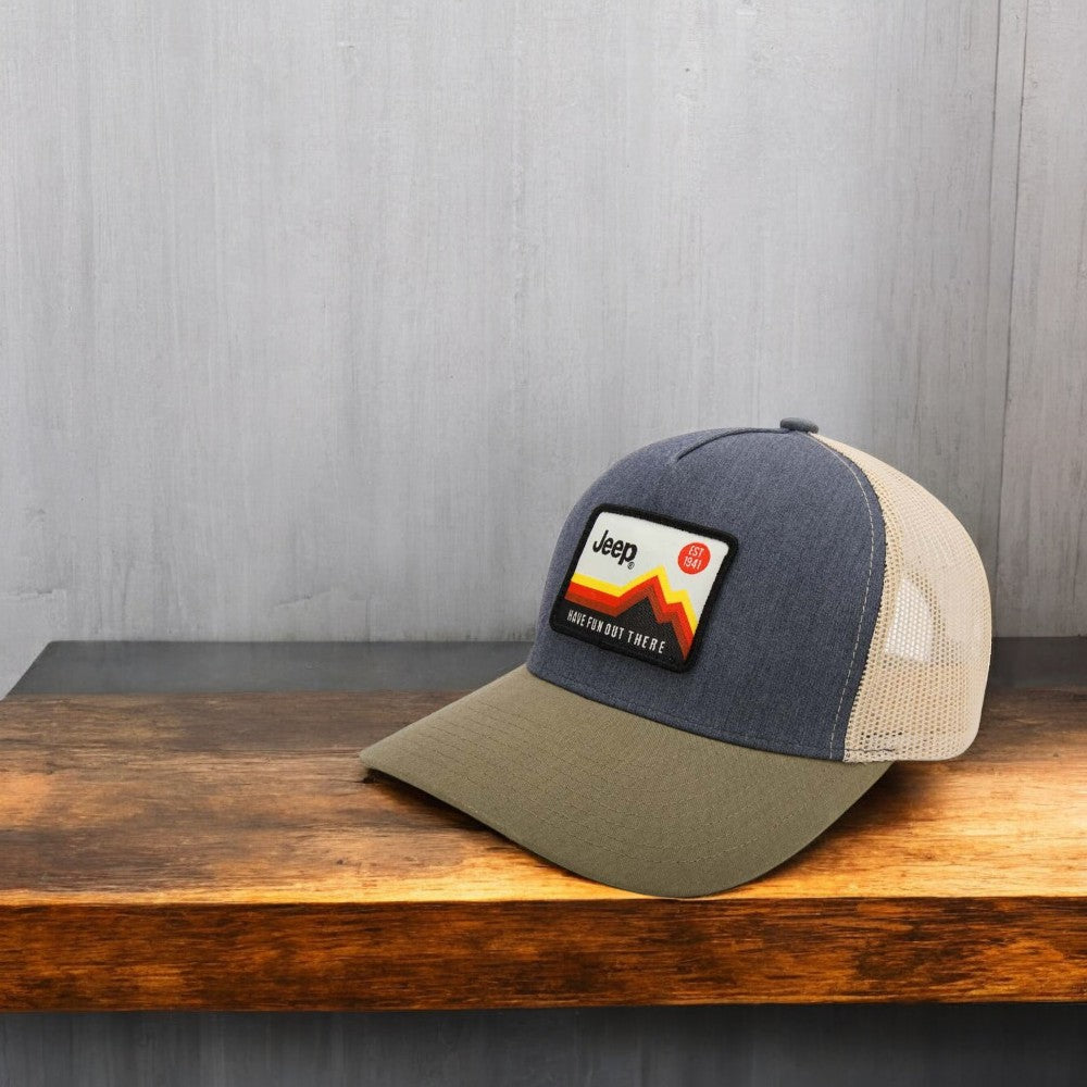 Hat - Jeep Have Fun Out There Trucker Patch Hat - Charcoal/Olive/Khaki