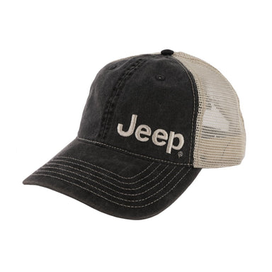 Hat - Jeep Garment Washed Trucker - Black - Detroit Shirt CompanyFCA - JeepHats (Apparel)