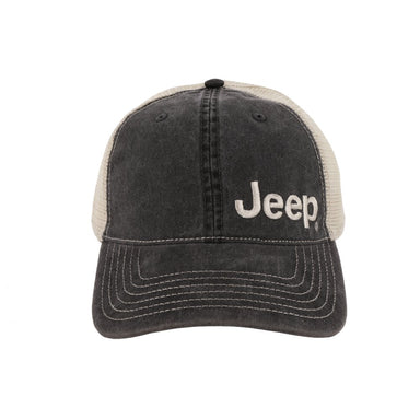 Hat - Jeep Garment Washed Trucker - Black - Detroit Shirt CompanyFCA - JeepHats (Apparel)