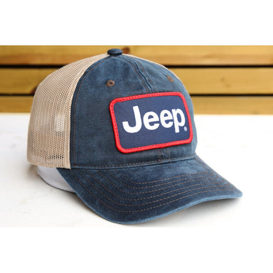 Hat - Jeep Coated Chino Twill Patch - Navy/Khaki - Detroit Shirt CompanyFCA - JeepHats (Apparel)