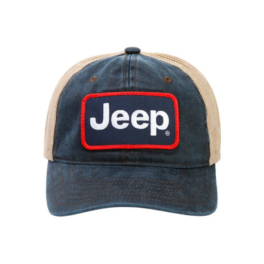 Hat - Jeep Coated Chino Twill Patch - Navy/Khaki - Detroit Shirt CompanyFCA - JeepHats (Apparel)