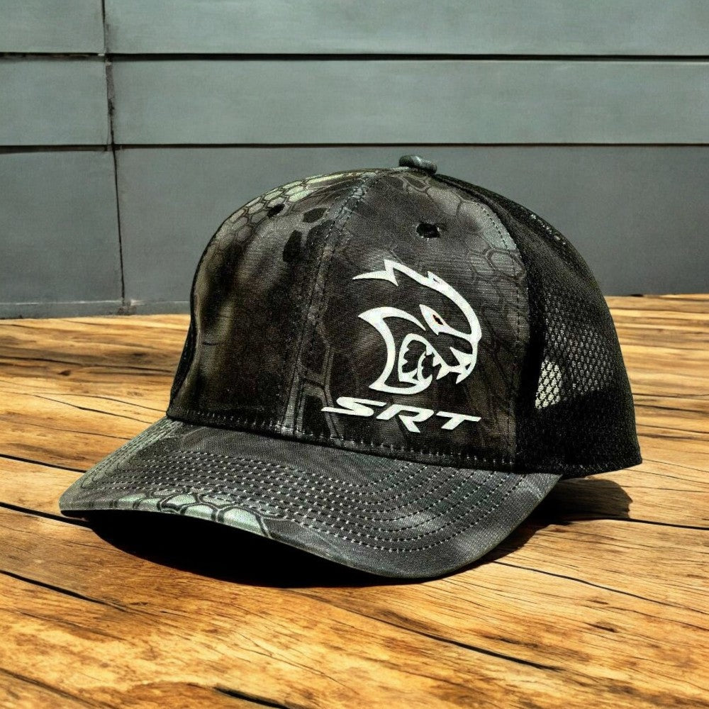 Hat - Dodge SRT Hellcat SnapBack Trucker (Kryptek Black Camo)