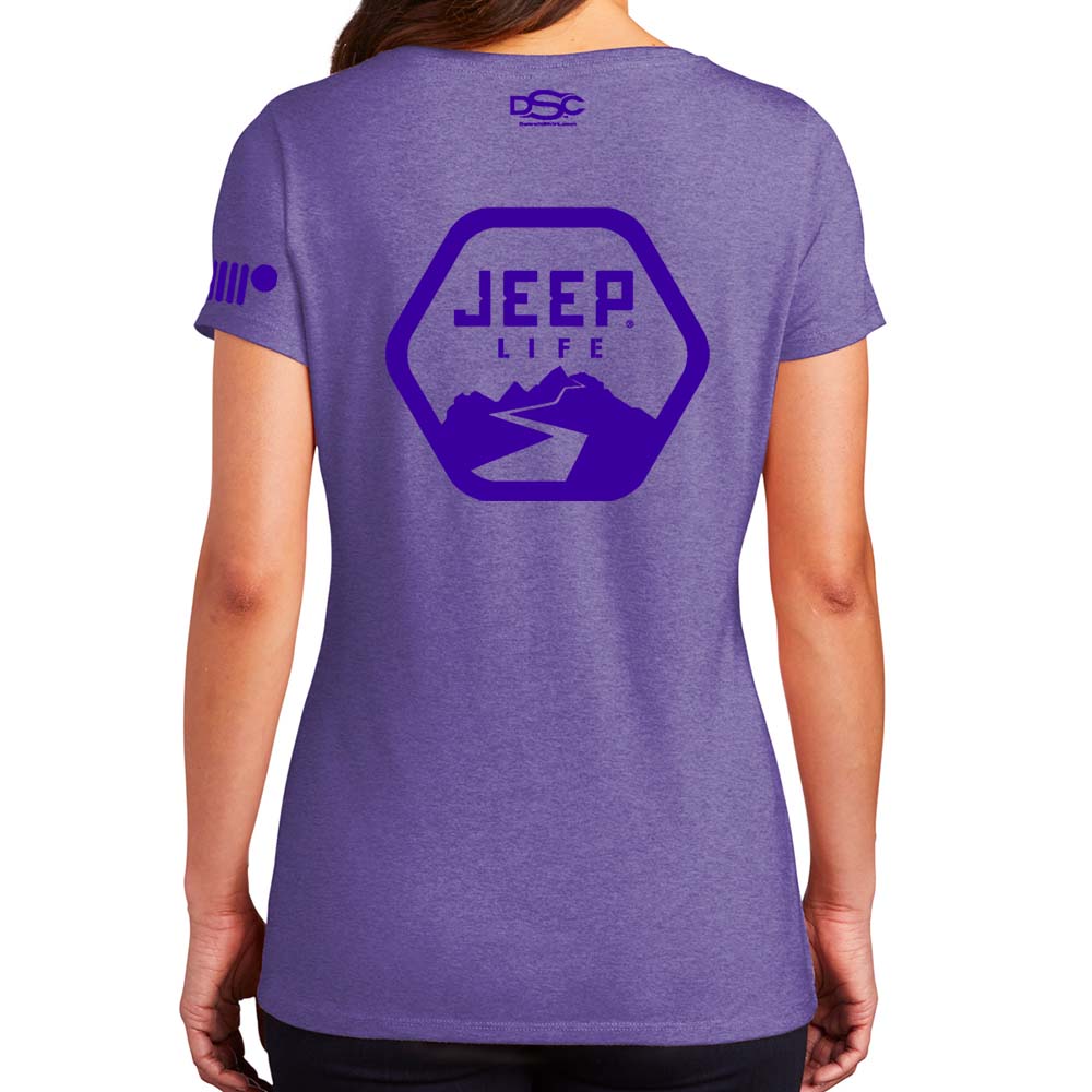 Ladies Jeep® Life Purple Tone Triblend V - neck - Detroit Shirt CompanyFCA - JeepT-Shirts (Apparel)