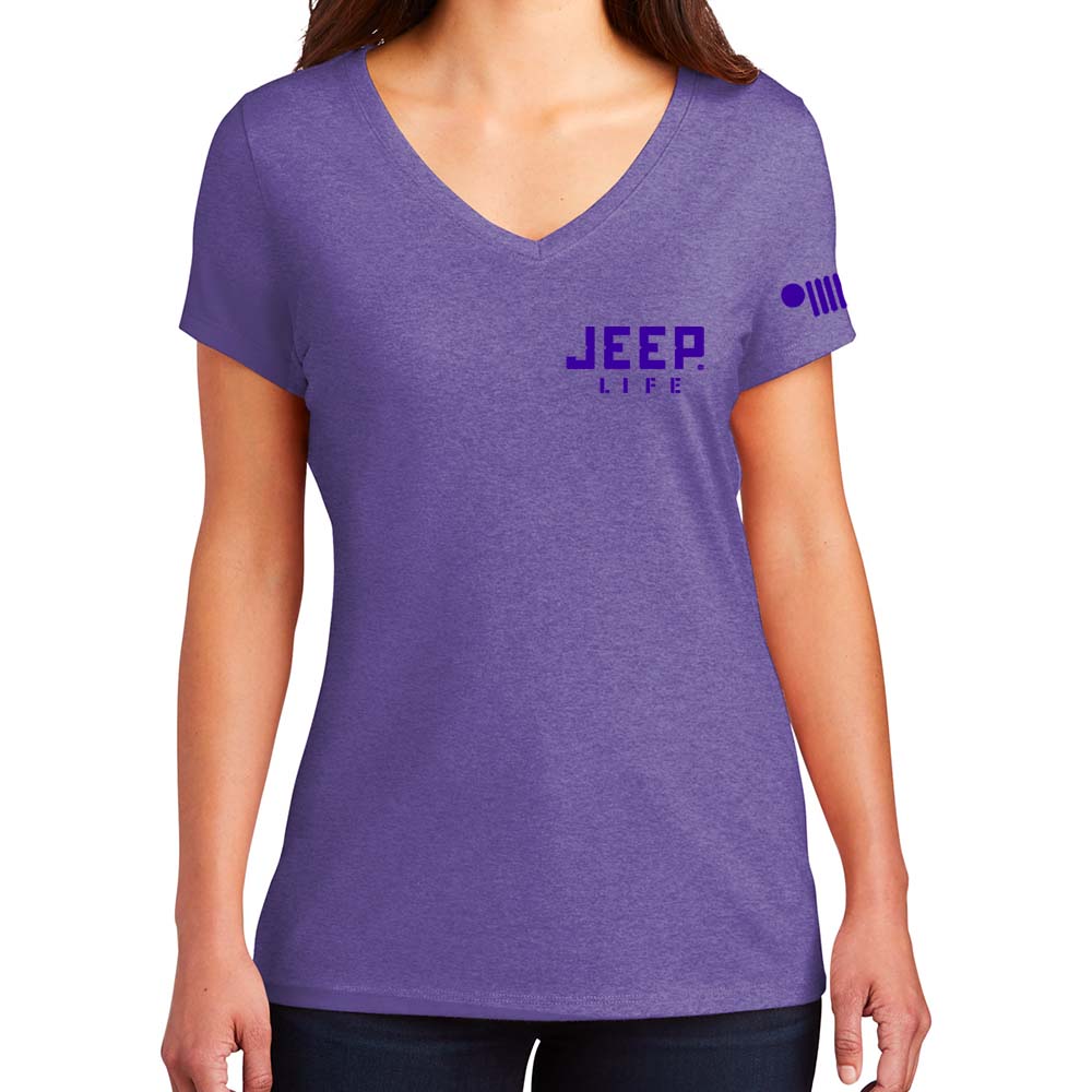 Ladies Jeep® Life Purple Tone Triblend V - neck - Detroit Shirt CompanyFCA - JeepT-Shirts (Apparel)