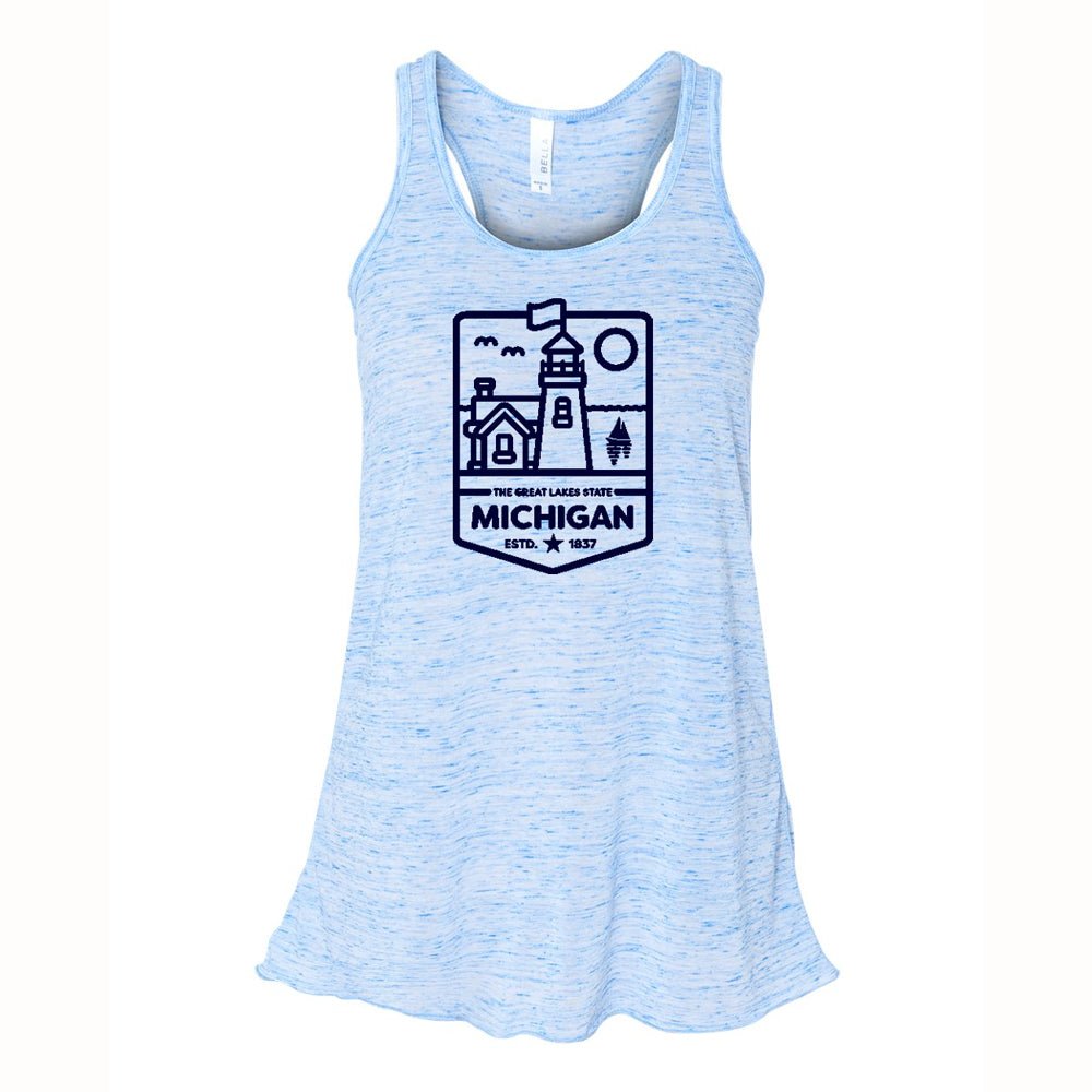 Ladies Relaxed Racerback Tank Top - Michigan Lighthouse Blue Marble - Detroit Shirt CompanyDetroit Shirt CompanyOther Apparel