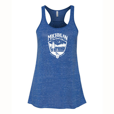 Ladies Relaxed Racerback Tank Top - Michigan Shield Marble Blue - Detroit Shirt CompanyDetroit Shirt CompanyOther Apparel