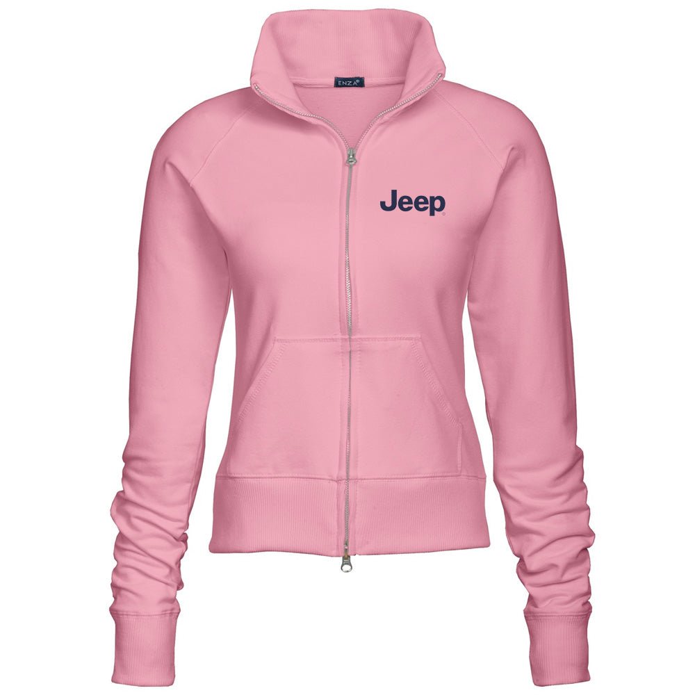 Ladies Jeep Text Embroidered Fleece Jacket Multiple Colors