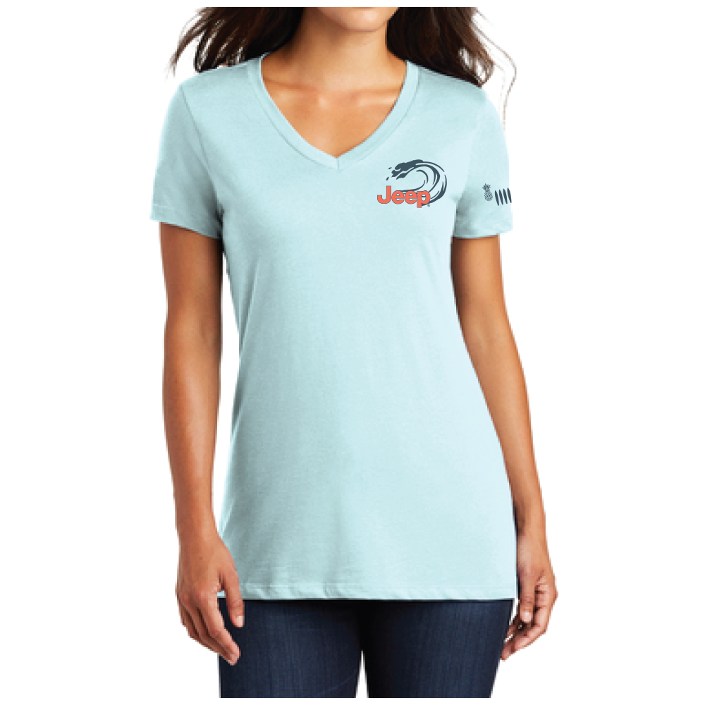 Ladies Jeep® Wrangler Beachin' Good Time V-neck - Seaglass Blue