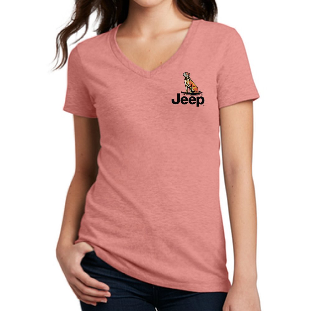 Ladies Jeep® Dogs Built For Adventure V - neck - Detroit Shirt CompanyFCA - JeepT-Shirts (Apparel)