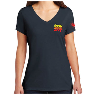 Ladies Jeep® Echo V - neck - Navy Blue - Detroit Shirt CompanyFCA - JeepT-Shirts (Apparel)