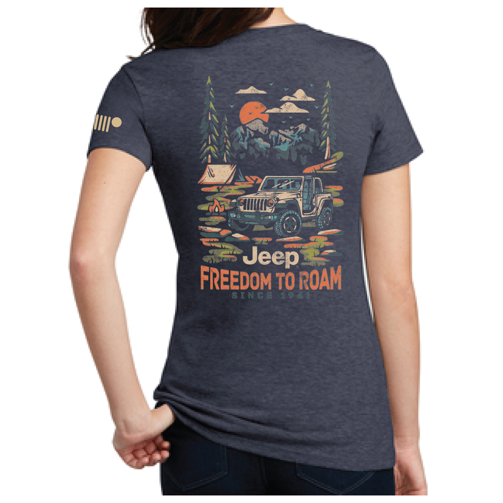 Ladies Jeep® Freedom to Roam V-neck - Navy Blue