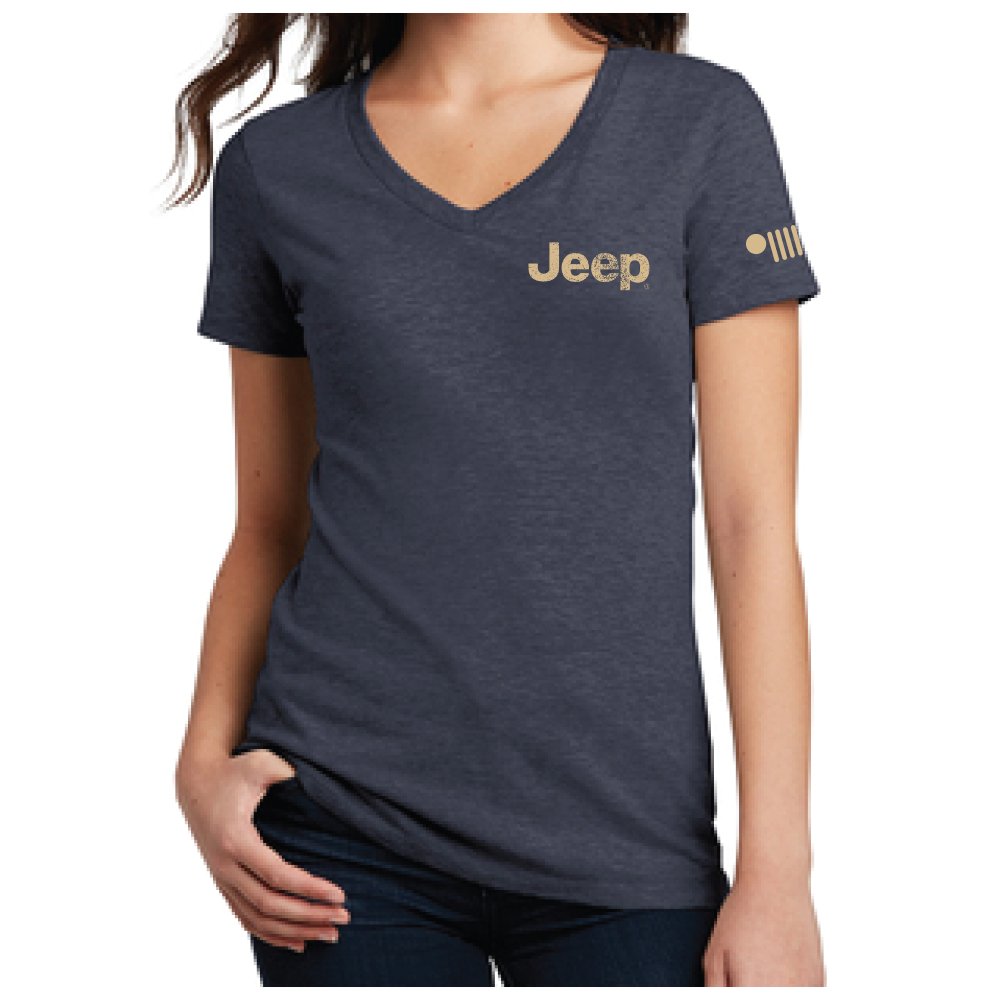 Ladies Jeep® Freedom to Roam V - neck - Navy Blue - Detroit Shirt CompanyFCA - JeepT-Shirts (Apparel)