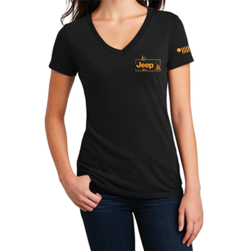 Ladies Jeep® Sasquatch V - neck - Black - Detroit Shirt CompanyFCA - JeepT-Shirts (Apparel)