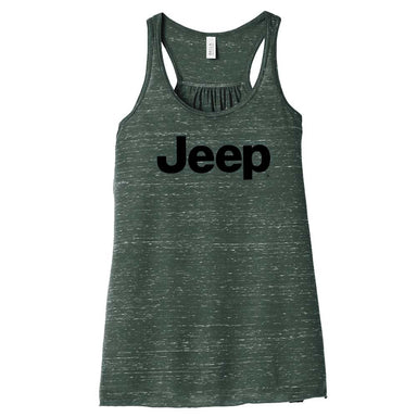 Ladies Relaxed Racerback Tank Top - Jeep® Text Forest Marble - Detroit Shirt CompanyFCA - JeepT-Shirts (Apparel)