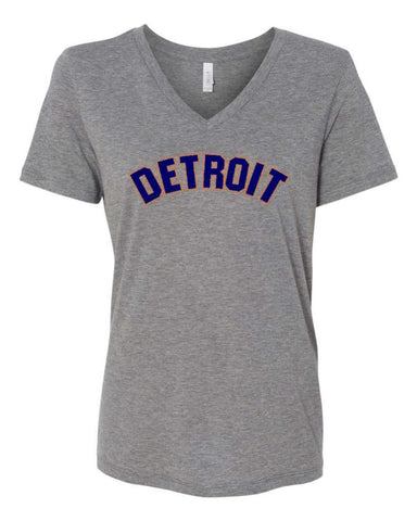 Ladies Relaxed V - neck Detroit Bend 2 color T-shirt - Triblend Grey - Detroit Shirt CompanyDetroit Shirt CompanyT-Shirts (Apparel)