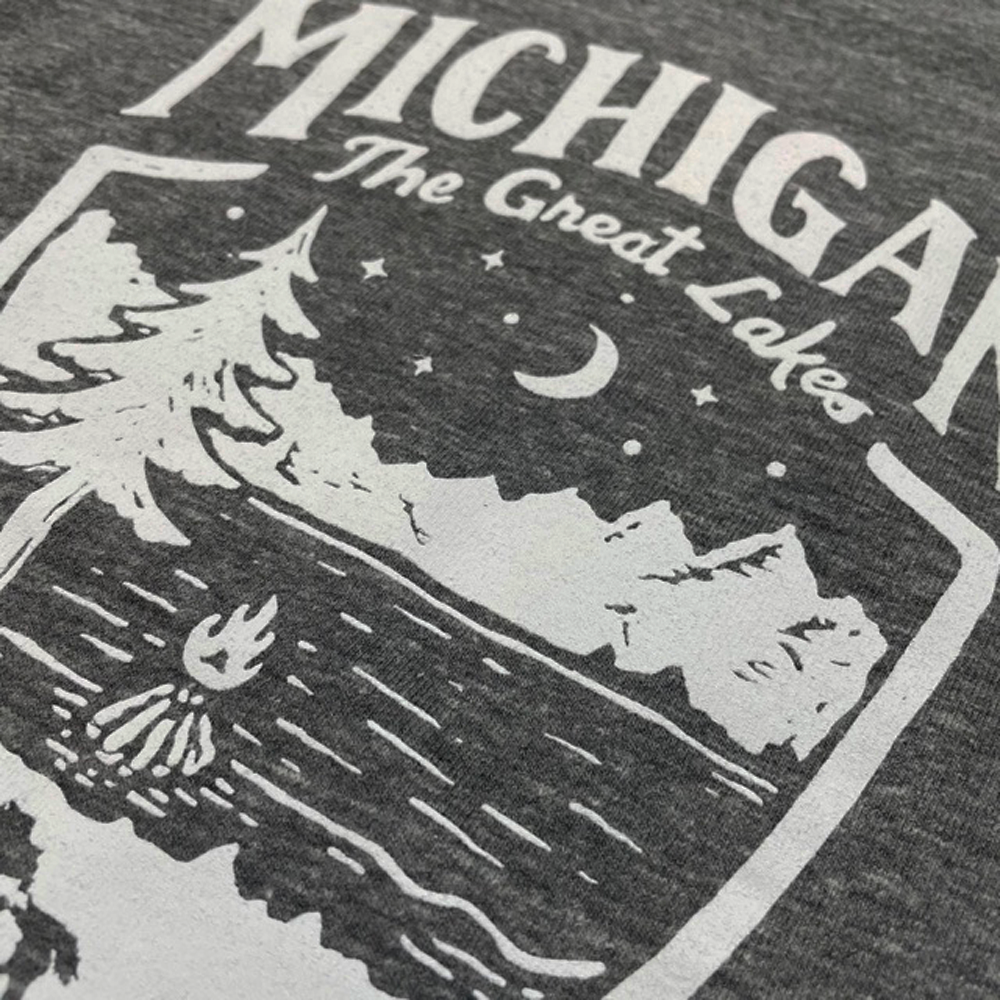 Mens Michigan Shield Triblend 3/4 Sleeve Baseball T-shirt