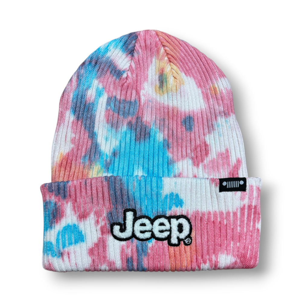 Hat - Jeep Text Flip Knit Tie-Dye - Cotton Candy