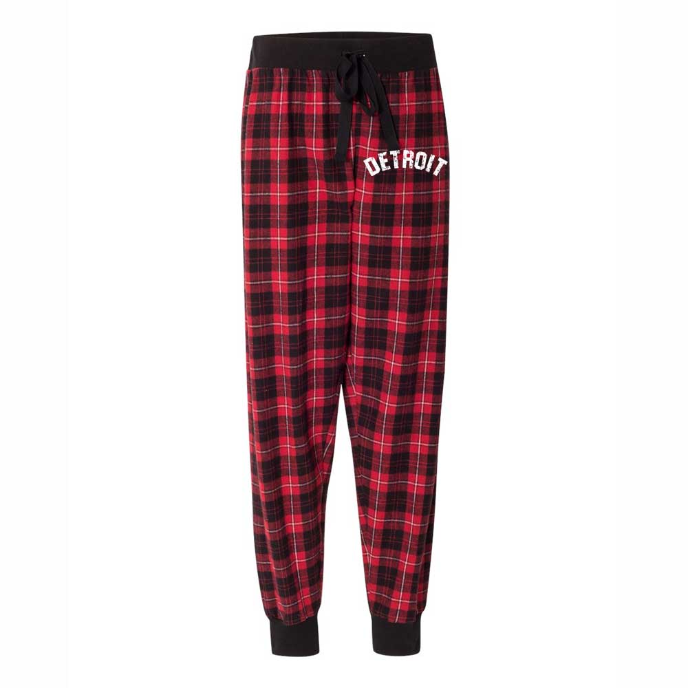 Ladies Detroit Bend Flannel Tailgate Joggers Red Black Detroit Shirt Company