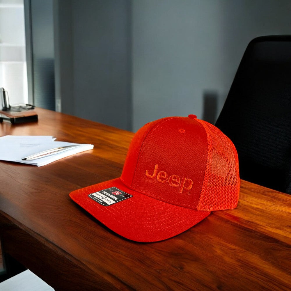 Hat - Jeep Text TONAL Trucker - Orange