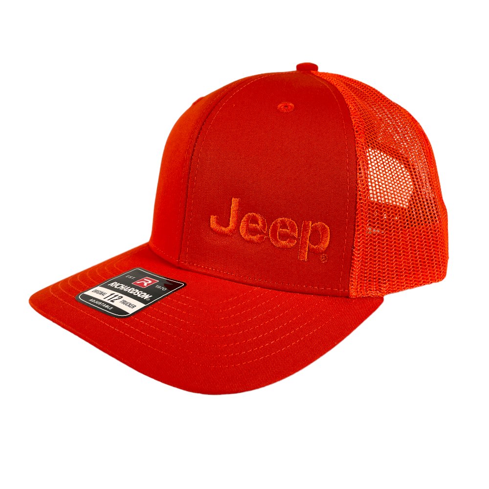 Hat - Jeep Text TONAL Trucker - Orange - Detroit Shirt CompanyFCA - JeepHats (Apparel)