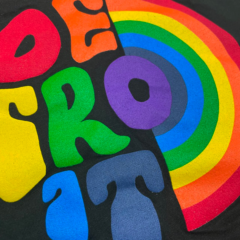 Unisex/Mens Detroit Rainbow T-shirt (Black)